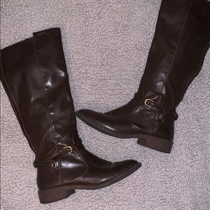 BROWN KNEE HIGH LEATHER BOOTS
